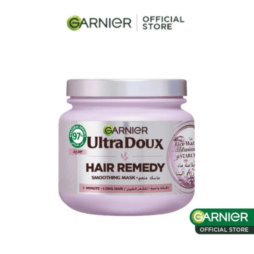 GARNIER ULTRA DOUX RICE WATER SMOOTH & SHINE HAIR MASK 340ML